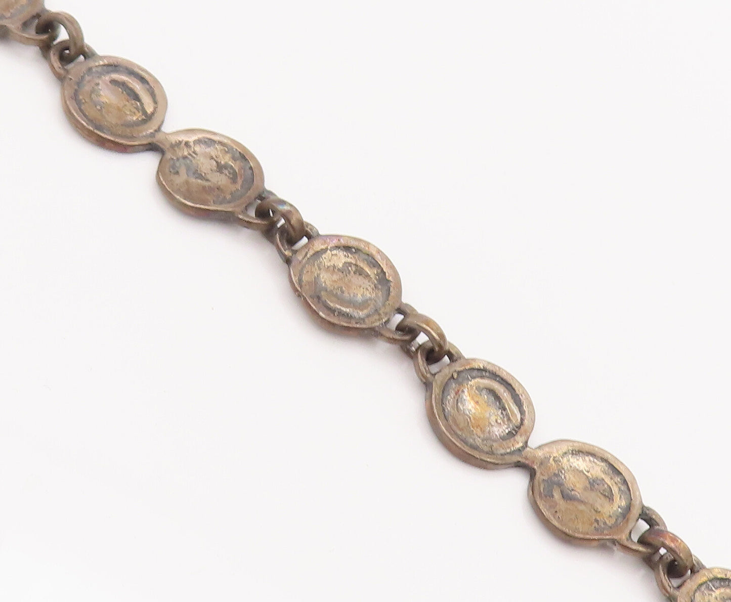 925 Sterling Silver Vintage Bracelet Solid Etched Spiral Linked Coils  BT10282