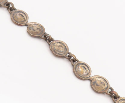925 Sterling Silver Vintage Bracelet Solid Etched Spiral Linked Coils  BT10282