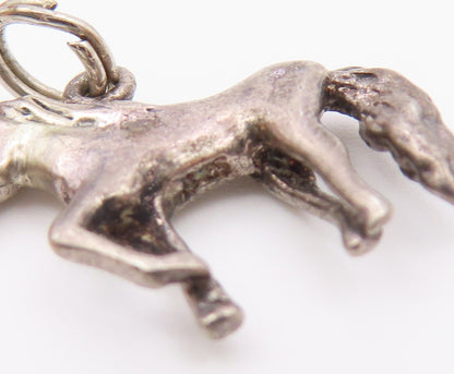 925 Sterling Silver  Vintage Sculpted Horse With Leg Up Charm Pendant  PT21054