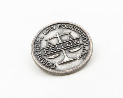925 Sterling Silver  Vintage Commercial Law Foundation Round Lapel Pin  TR2634
