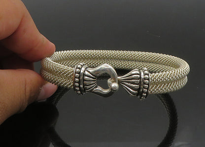 ESPO SIG 925 Sterling Silver  Vintage Double Mesh Hook Bangle Bracelet  BT8701