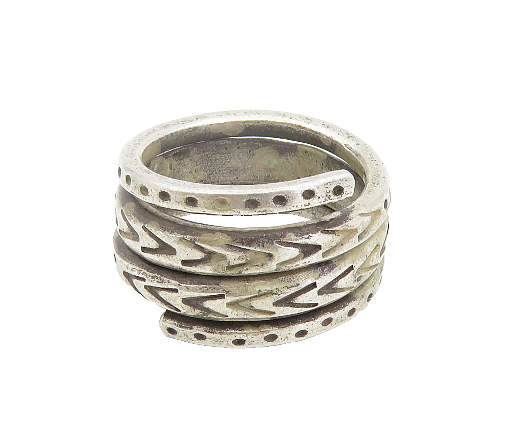 925 Sterling Silver  Vintage Antique Arrow Pattern Band Ring Sz 5.5  RG8603