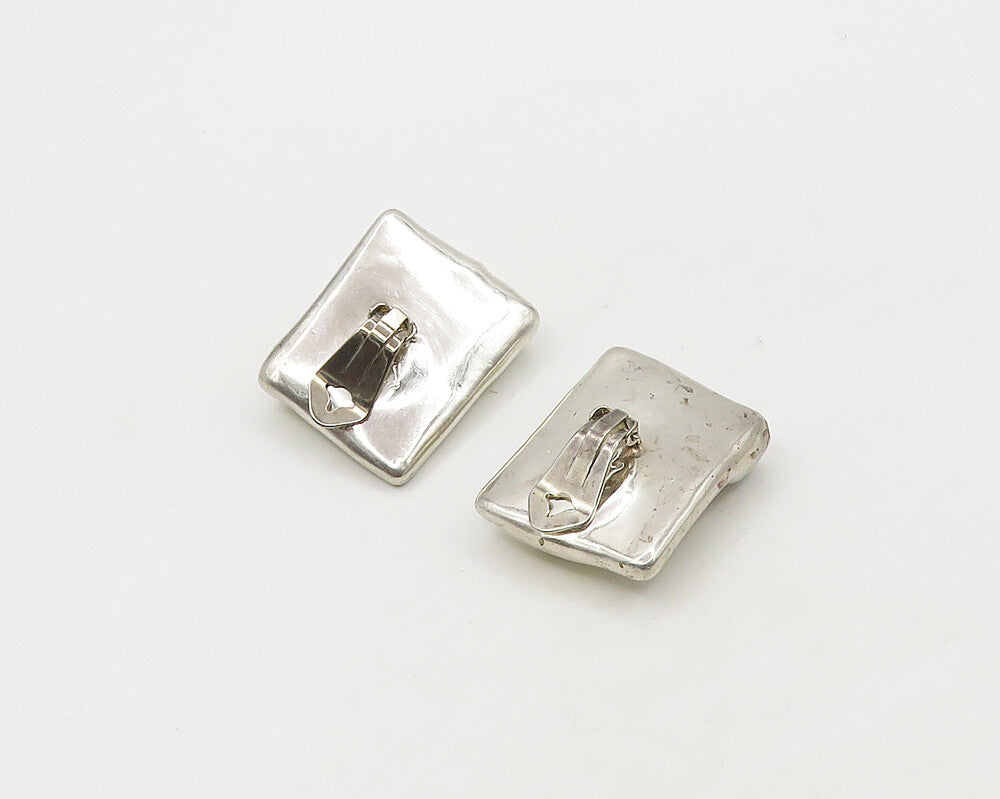 ISRAEL 925 Sterling Silver  Vintage Shiny Artistic Non Pierce Earrings  EG9121