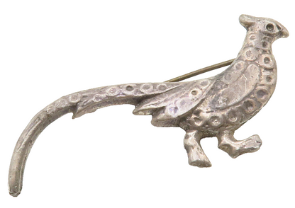 MEXICO 925 Sterling Silver  Vintage Petite Road Pheasant Brooch Pin  BP5002