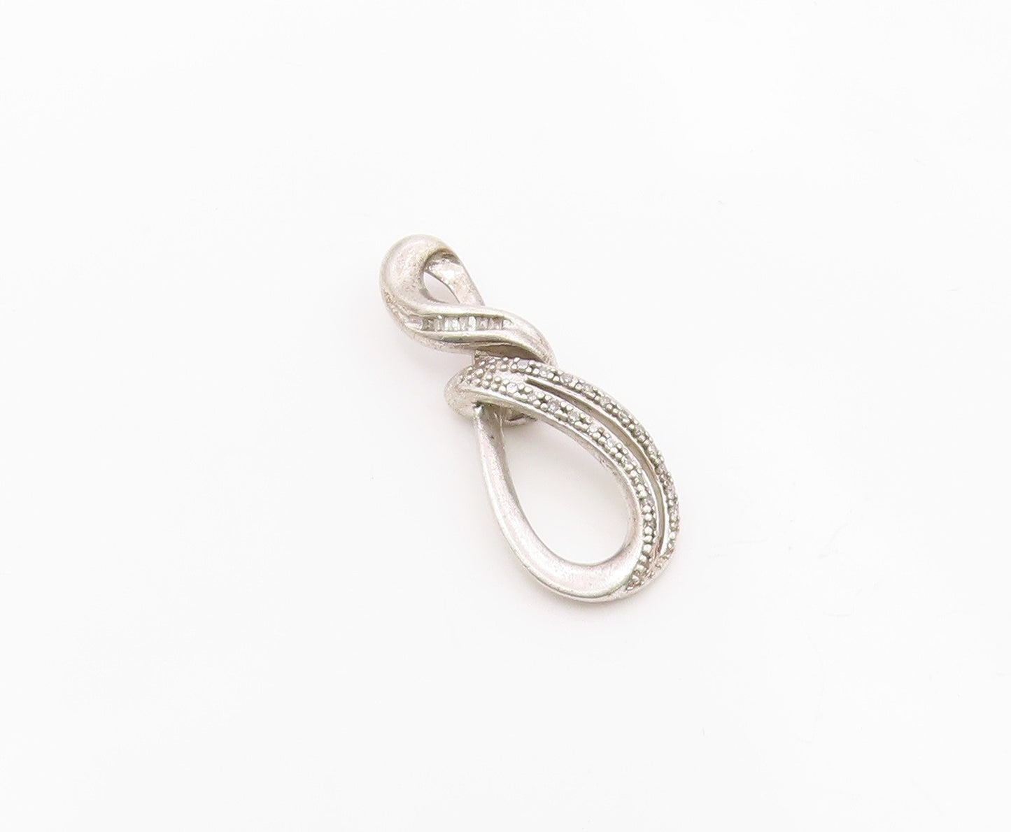 925 Sterling Silver  Genuine Diamonds Infinity Tear Drop Pendant  PT14073
