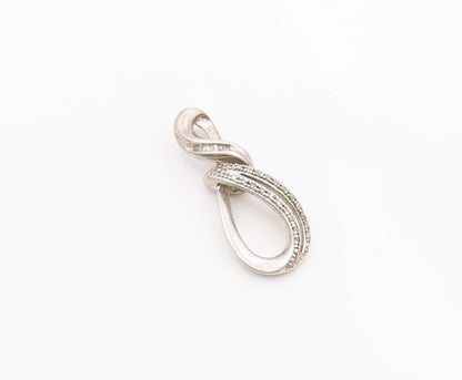 925 Sterling Silver  Genuine Diamonds Infinity Tear Drop Pendant  PT14073