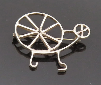 925 Sterling Silver  Vintage Designer Cutout Stick Cycle Brooch Pin  BP10334