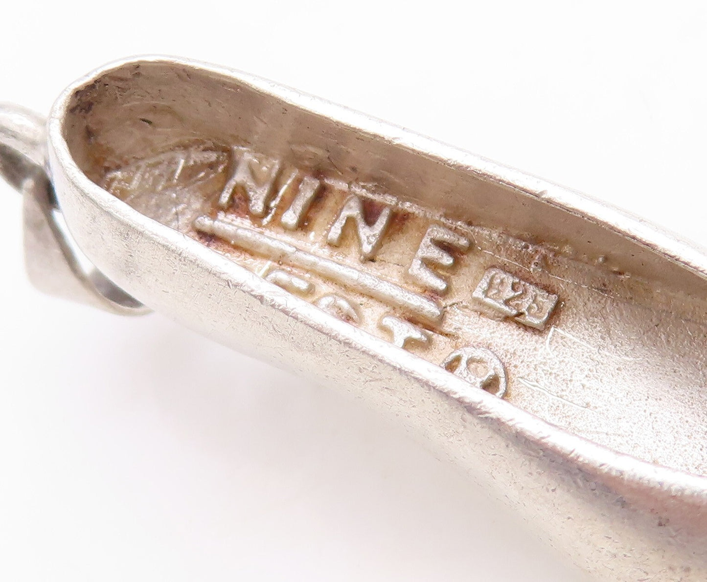 925 Sterling Silver Vintage Pendant Solid Cutout Woman Boots Charm  PT23729