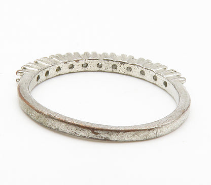 925 Sterling Silver  Vintage Petite Prong Set Topaz Band Ring Sz 8  RG15016