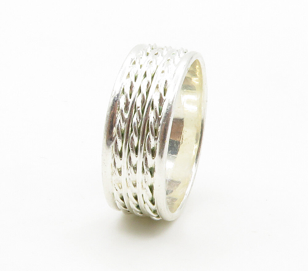 925 Sterling Silver  Shiny Polished Rope Twist Band Ring Sz 9.5  RG15084