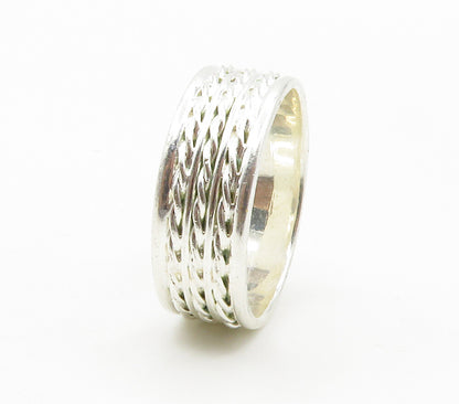 925 Sterling Silver  Shiny Polished Rope Twist Band Ring Sz 9.5  RG15084