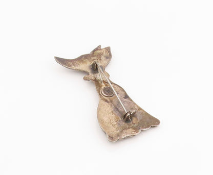 925 Sterling Silver Vintage Brooch Solid Greyhound Dog Figurine Charm  BP12162