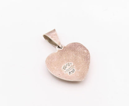 MEXICO 925 Sterling Silver  Vintage Hollow Love Heart Lock Pendant  PT20337