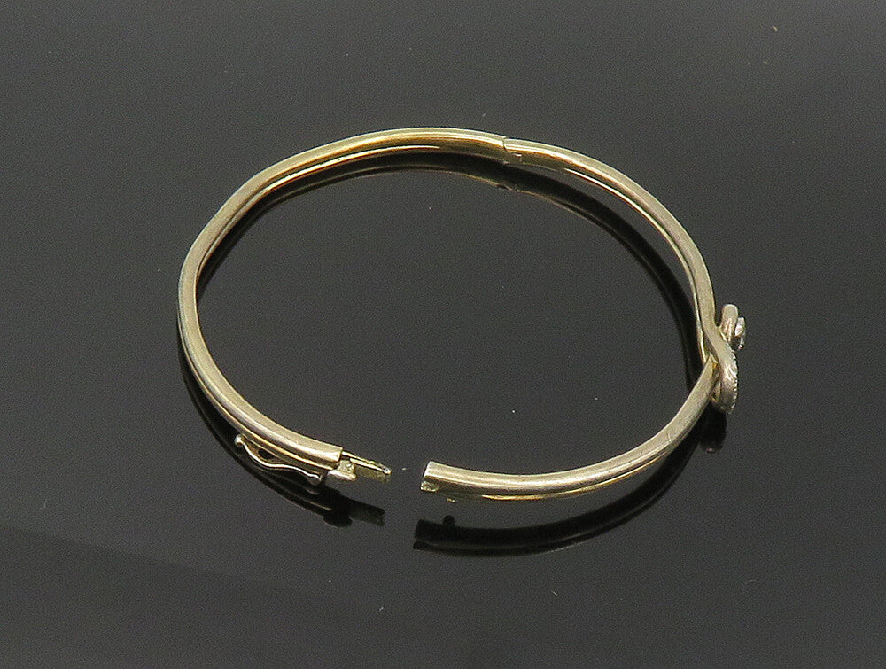 925 Sterling Silver  Vintage Cubic Zirconia Accent Thin Bangle Bracelet BT1338