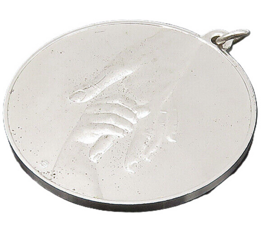 925 Sterling Silver  Vintage Shiny Mother's Day 1971 Medallion Pendant PT15252