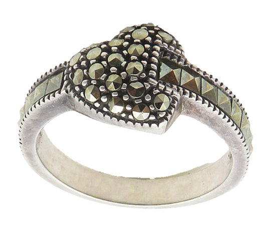 JUDITH JACK 925 Sterling Silver Vintage Marcasite Band Ring Sz 7  RG19198