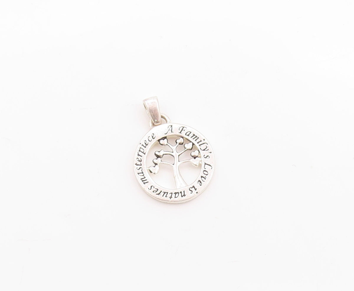 925 Sterling Silver Vintage Pendant Modernist Family love Tree Cutout  PT24669