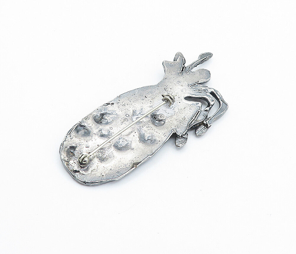 925 Sterling Silver  Vintage Antique Turquoise Sculpted Brooch Pin  BP2448