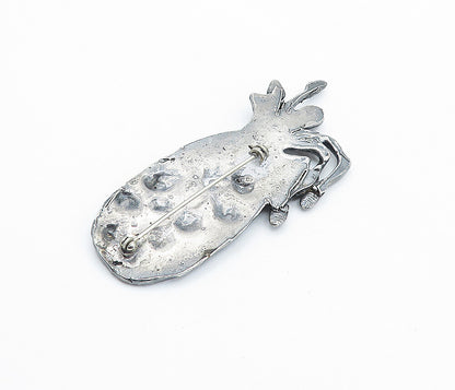 925 Sterling Silver  Vintage Antique Turquoise Sculpted Brooch Pin  BP2448