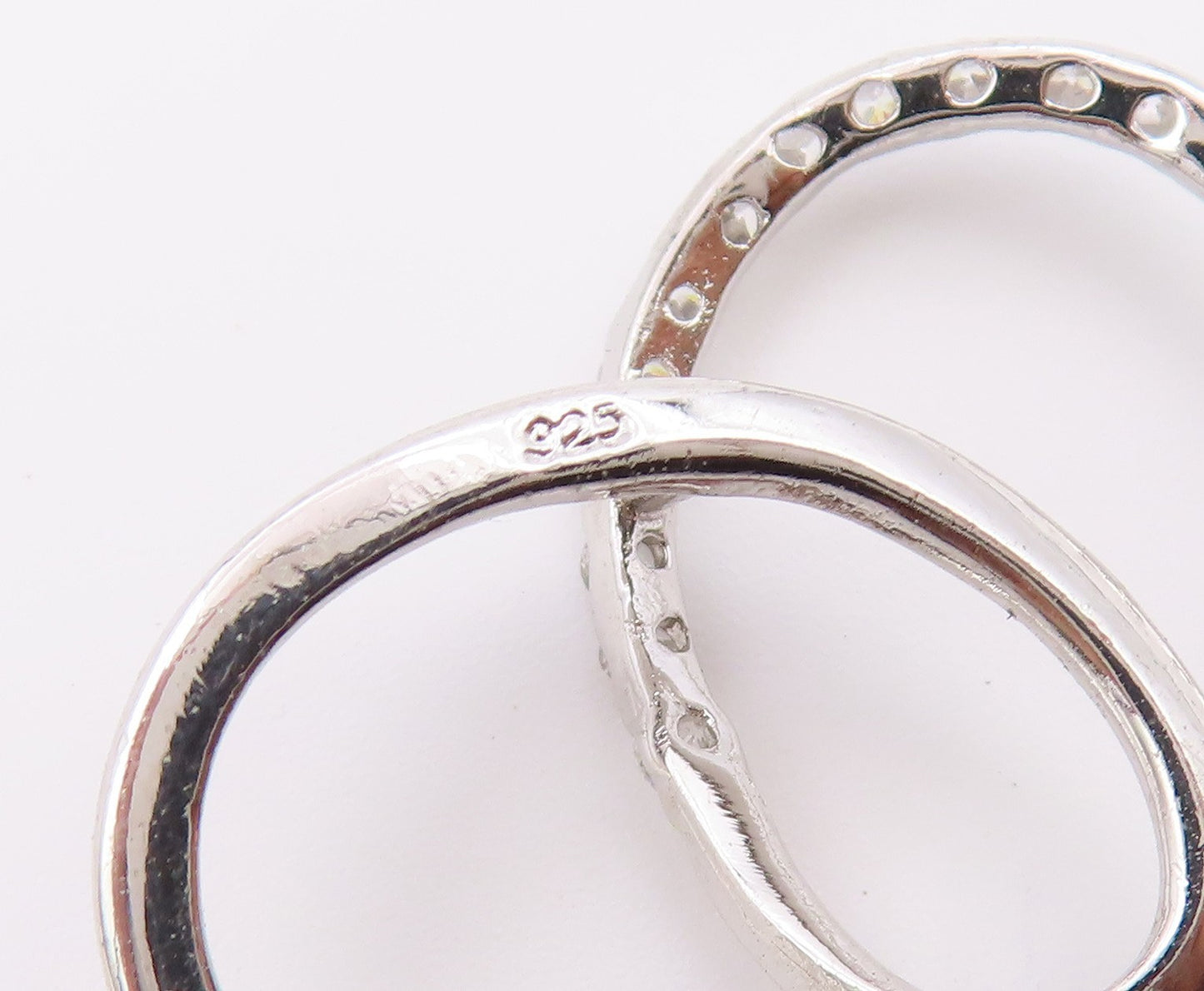 925 Silver  Vintage Twisted Love Heart Cubic Zirconia Drop Pendant  PT20376