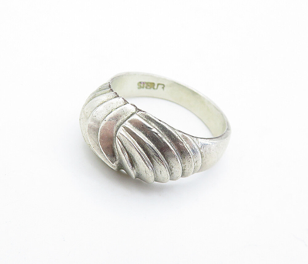 925 Sterling Silver  Vintage Fluted Dome Design Round Band Ring Sz 6  RG4757