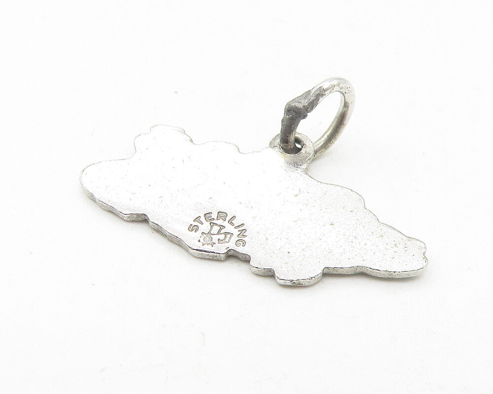 925 Sterling Silver  Vintage Enamel Coated Bahamas Island Map Pendant  PT9358