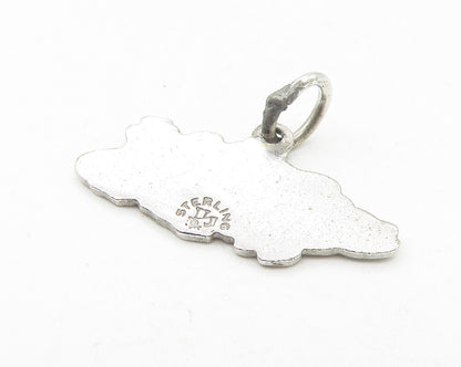 925 Sterling Silver  Vintage Enamel Coated Bahamas Island Map Pendant  PT9358