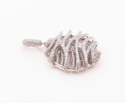 925 Sterling Silver  Vintage Sparkly Topaz 3D Zig Zag Pendant  PT20384
