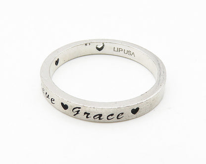 LIPUSA 925 Silver  Vintage Faith Believe Grace Band Ring Sz 6.5  RG10293