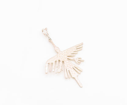 925 Sterling Silver Vintage Pendant PERU Hammered Hummingbird Cutout  PT26006