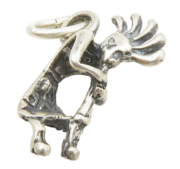 NAVAJO 925 Sterling Silver  Vintage Petite Kokopelli Dancer Pendant  PT10897