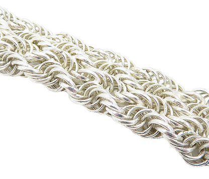 925 Sterling Silver Polished Interlaced Twist Flat Chain Bracelet BT2229