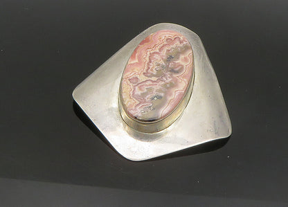 DESIGNER 925 Sterling Silver Vintage Large Rhodochrosite Pendant PT19357