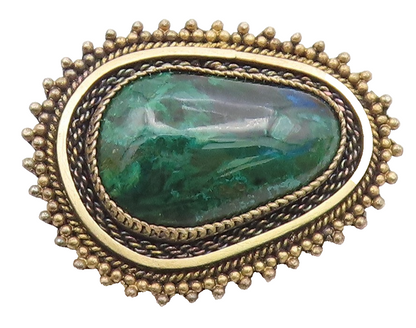 ISRAEL 925 Sterling Silver  Vintage Eilat Stone Twist Border Brooch Pin BP4457