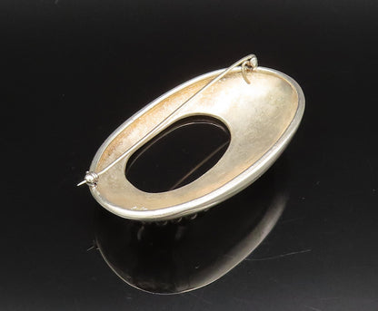 MEXICO 925 Sterling Silver  Vintage Beaded Open Oval Dome Brooch Pin  BP10039