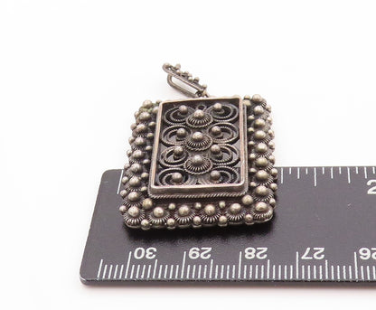 925 Sterling Silver Vintage Pendant Dark Tone Wired Floral Design  PT24230