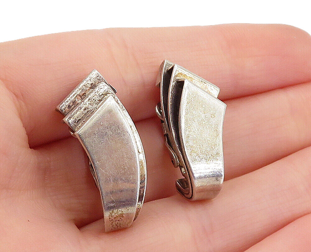 NAPIER 925 Sterling Silver  Vintage Ribbon Design Non Pierce Earrings  EG2898