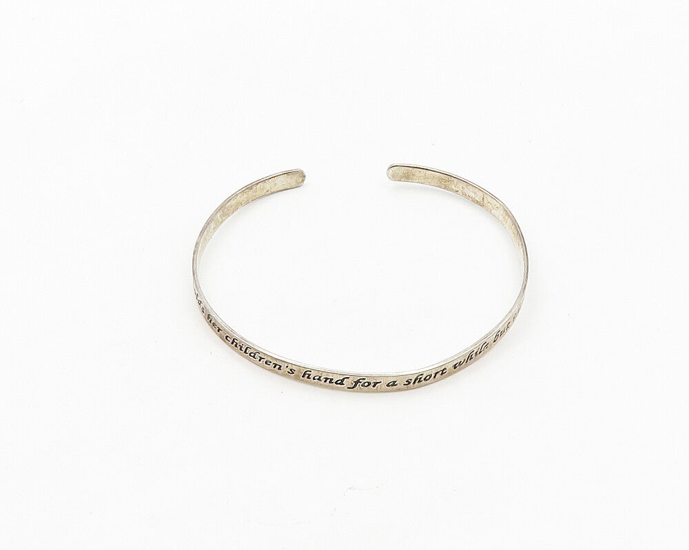 925 LA Sterling Silver  Vintage Mother's Love Quote Cuff Bracelet  BT7712