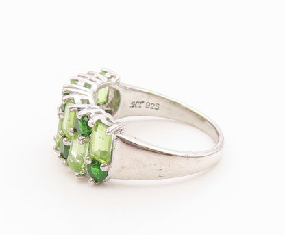 925 Sterling Silver Vintage Ring Elegant Peridot Multi Row Band  Sz 8  RG35977