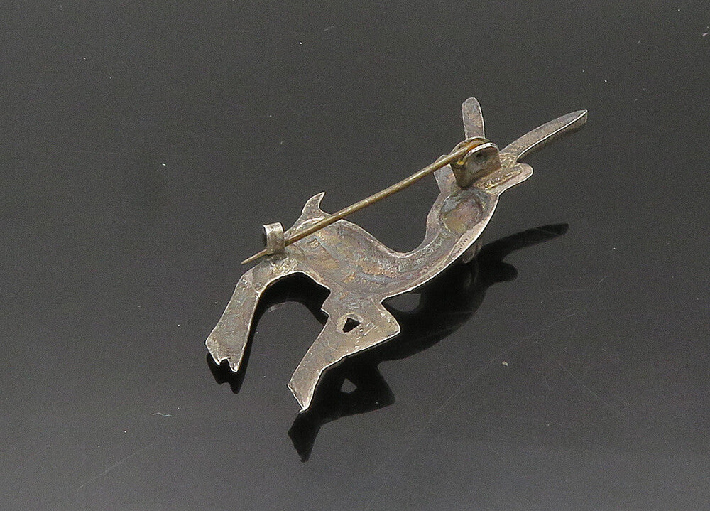 MEXICO 925 Sterling Silver  Vintage Antique Gazelle Animal Brooch Pin  BP8079