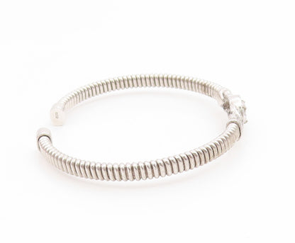 925 Sterling Silver Vintage Bracelet Elegant CZ Crossover Swirl Cuff  BT11887