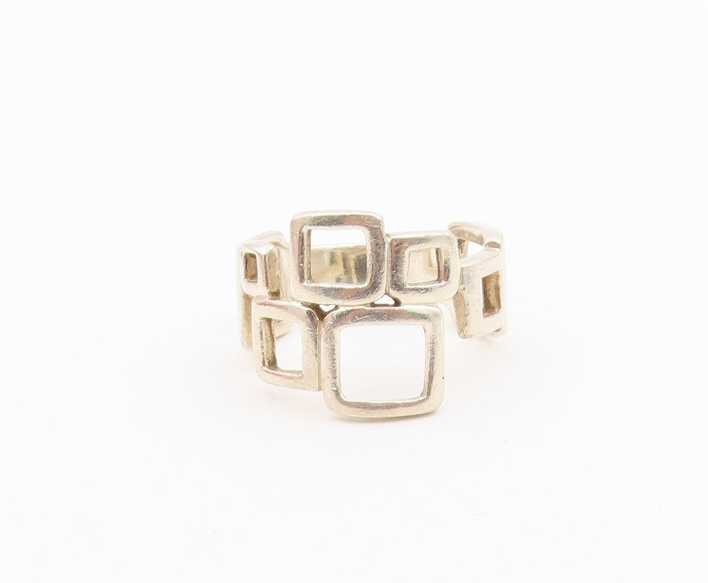 925 Sterling Silver Vintage Ring Minimalist Staggered Square Band  Sz 9  RG36596