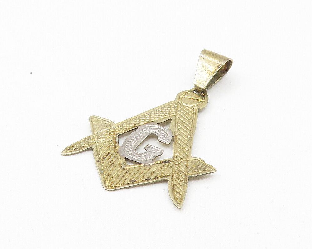 925 Sterling Silver  Vintage Two Tone G Etched Detail Drop Pendant  PT9335