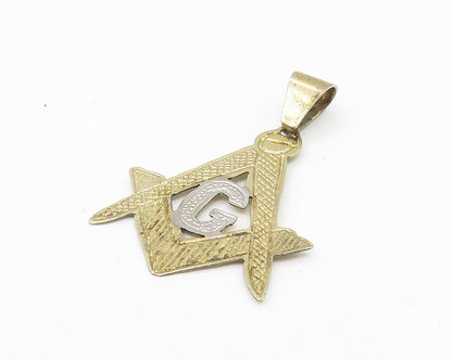925 Sterling Silver  Vintage Two Tone G Etched Detail Drop Pendant  PT9335