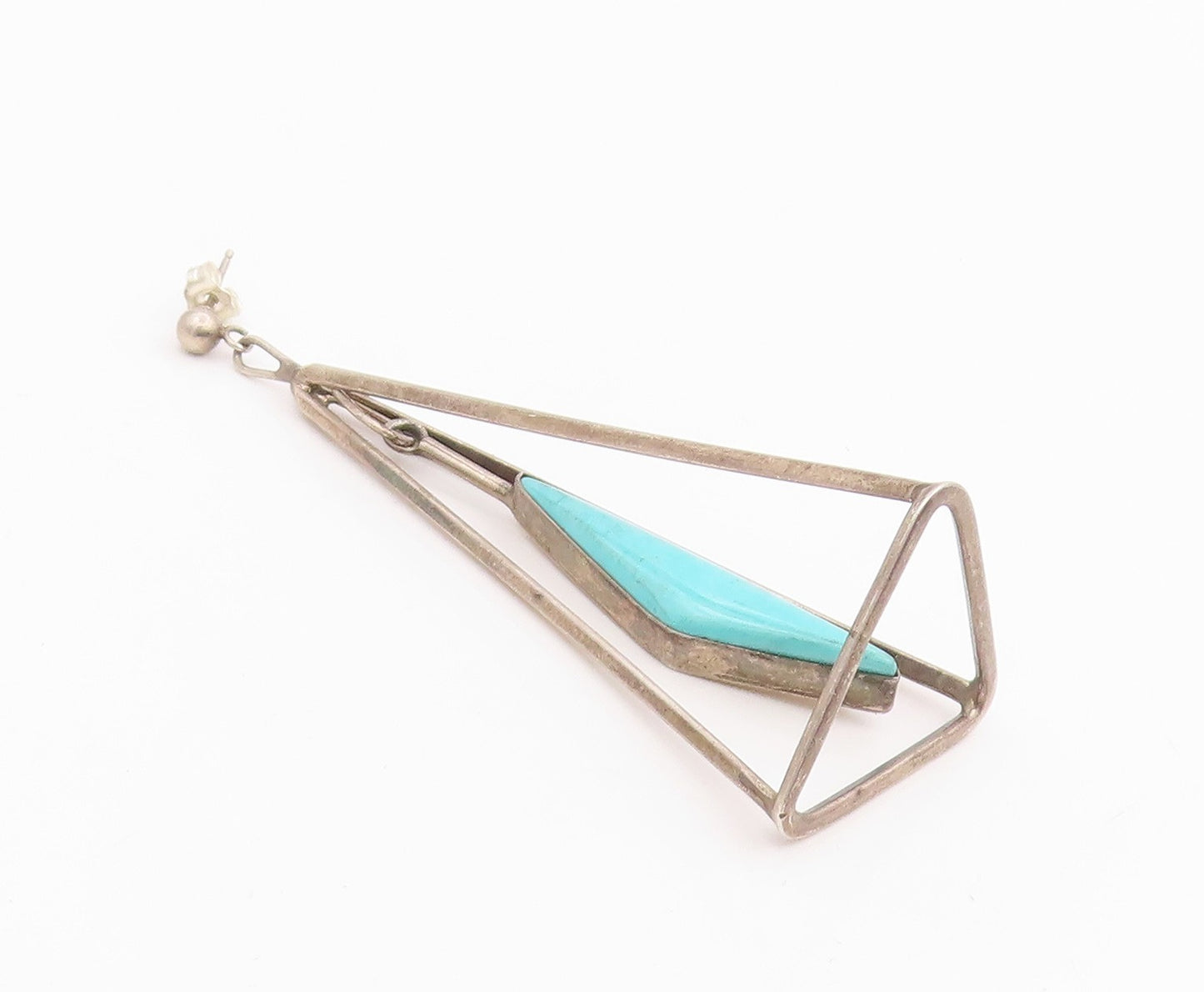 925 Sterling Silver Vintage Earrings NAVAJO Turquoise Single Pieces  EG14302