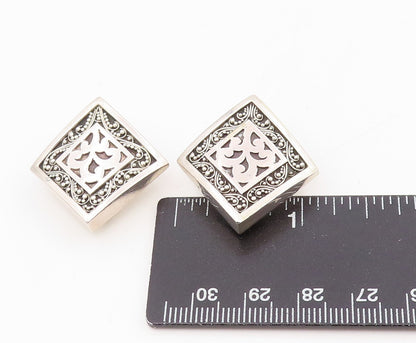 925 Sterling Silver Vintage Earrings LOIS HILL Beaded Scrollwork Clip On EG13889