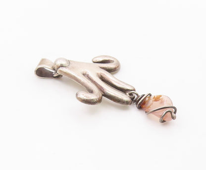 MEXICO 925 Silver  Vintage Tentacles Motif Wrapped Agate Pendant  PT21676