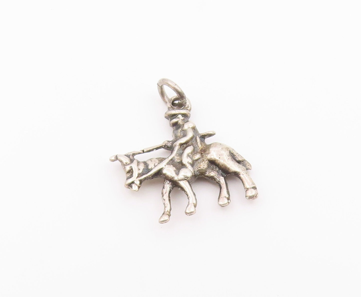 925 Sterling Silver  Vintage Petite Man Riding Horse Pendant  PT15896