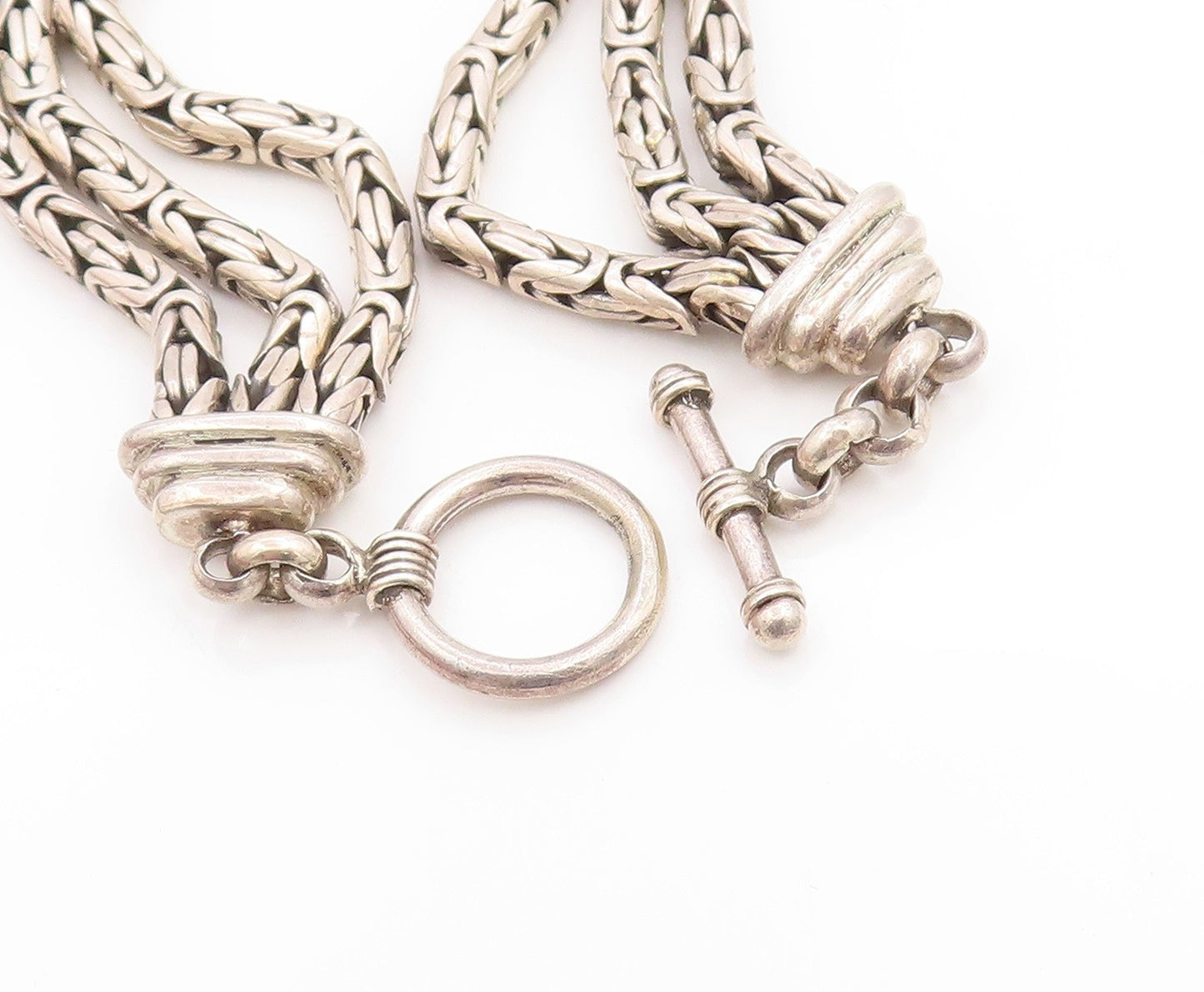 925 Sterling Silver Vintage Bracelet BALI Intricate Byzantine Link Chain  BT5956
