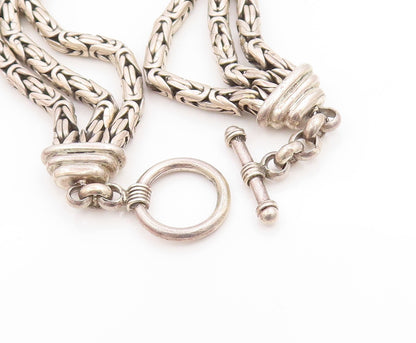 925 Sterling Silver Vintage Bracelet BALI Intricate Byzantine Link Chain  BT5956